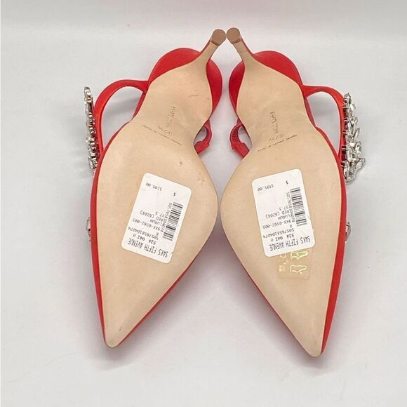 Manolo Blahnik Lurum 90MM Embellished Satin Mules size 37.5 - Picture 15 of 16